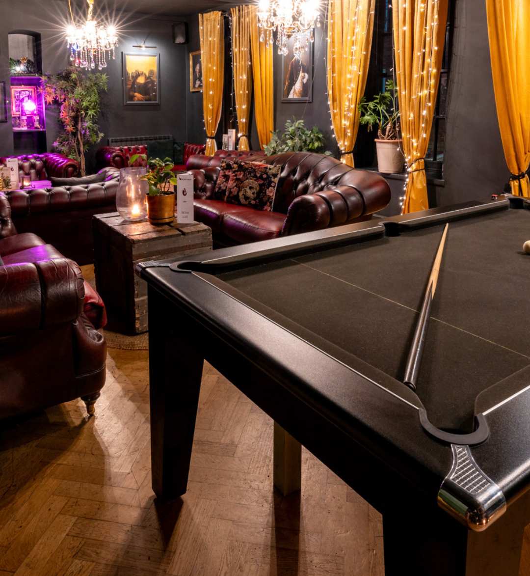 Function Room with pool table and couches